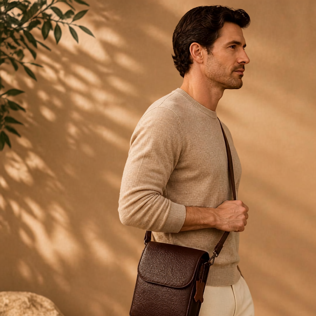 Textured Leather Crossbody Bag